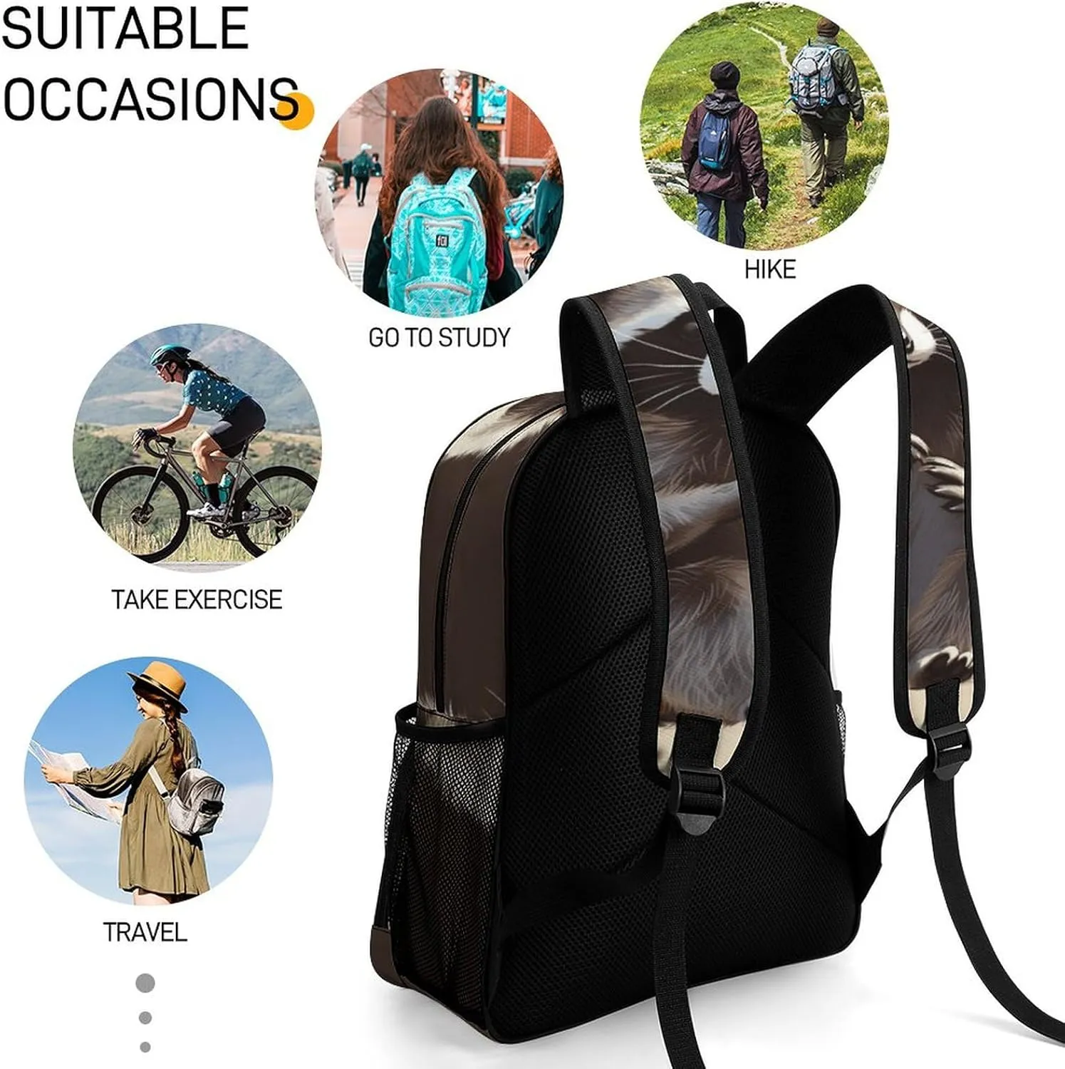 Travel Backpack for Women Men Lightweight 17 Inch Laptop Bag Cute Raccoon Backpack Casual Daypack