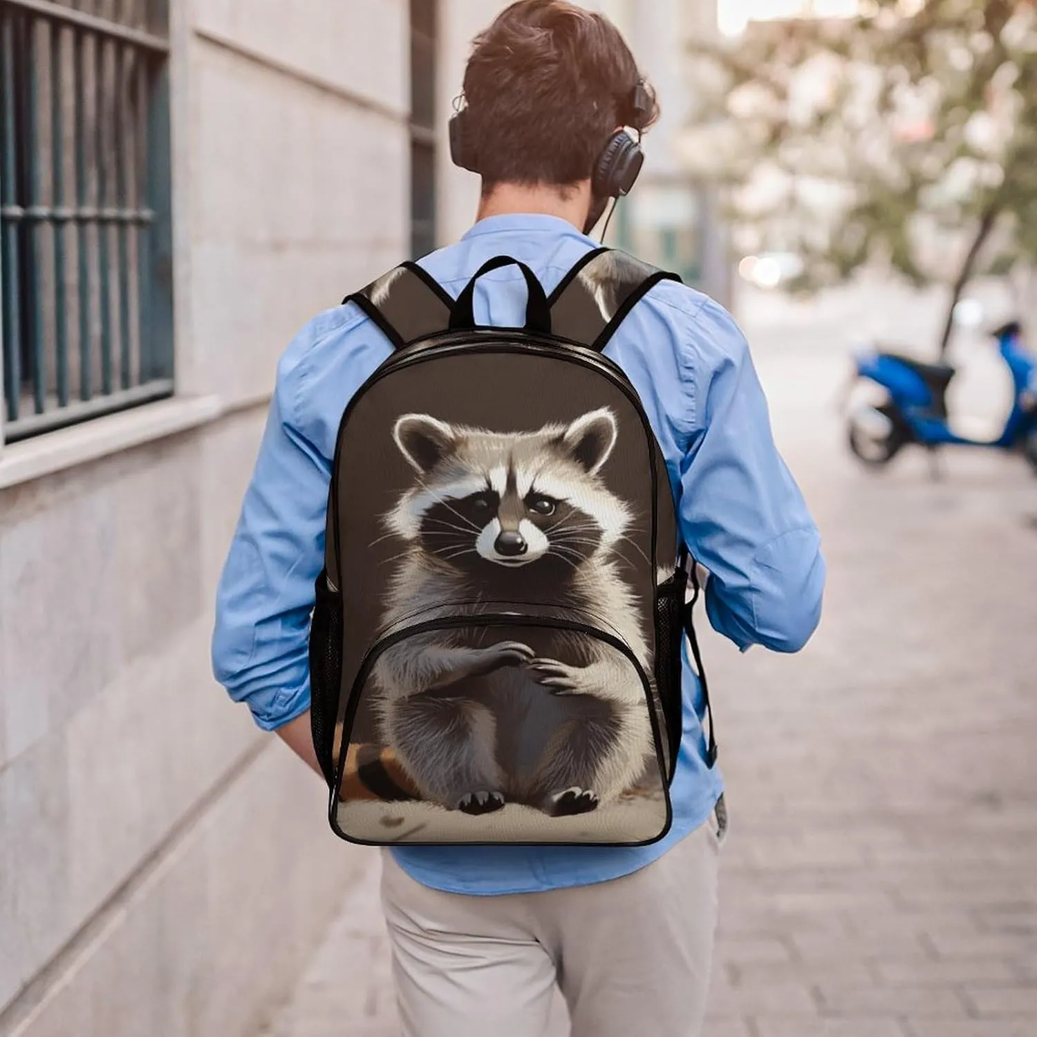 Travel Backpack for Women Men Lightweight 17 Inch Laptop Bag Cute Raccoon Backpack Casual Daypack