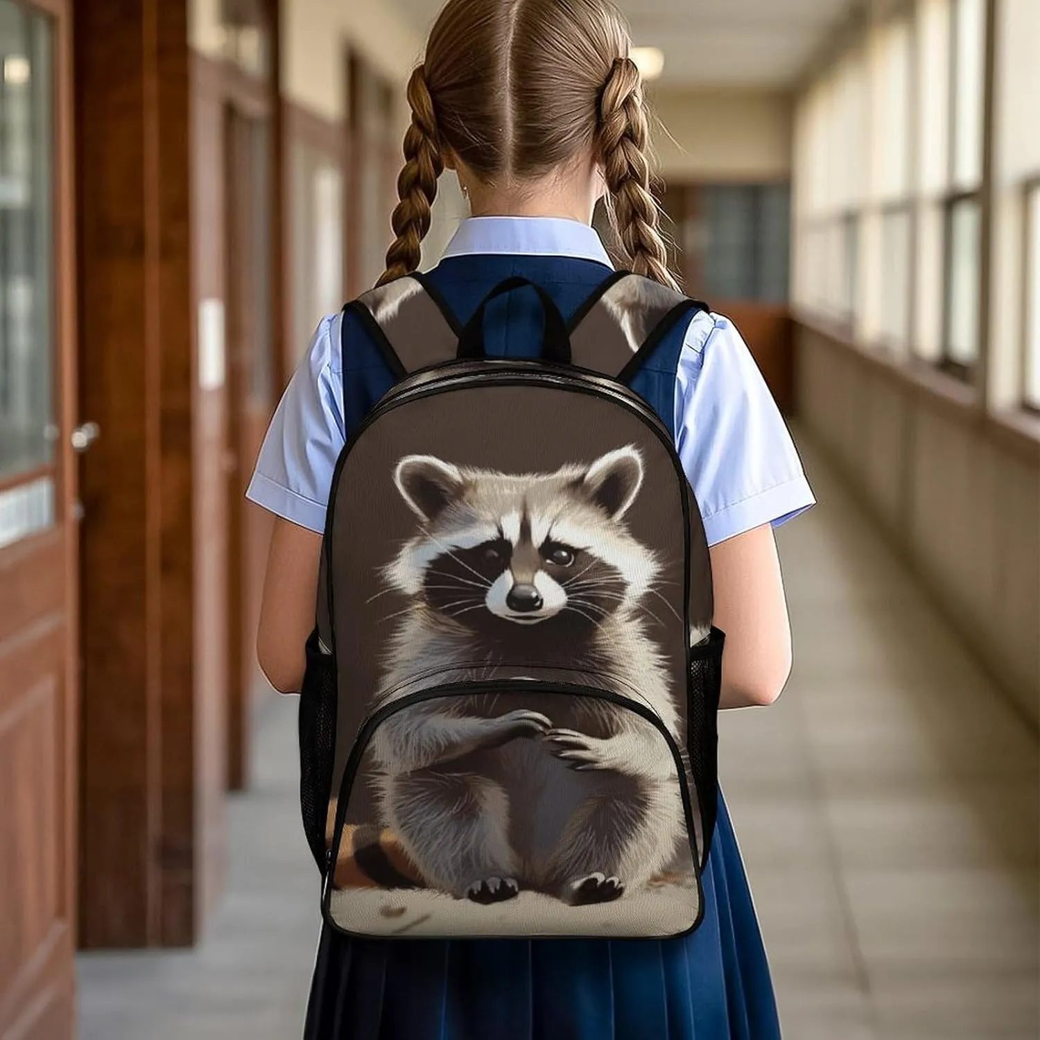 Travel Backpack for Women Men Lightweight 17 Inch Laptop Bag Cute Raccoon Backpack Casual Daypack