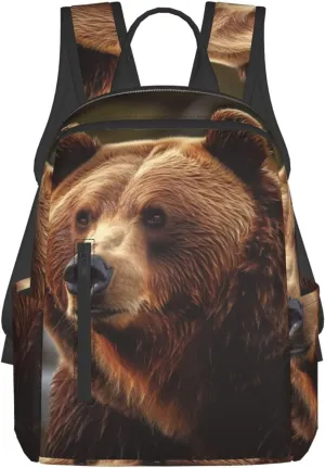 Travel Backpack Grizzly Bear Laptop Backpack Lightweight Computer Bag Gift for Women Men Hiking Daypack