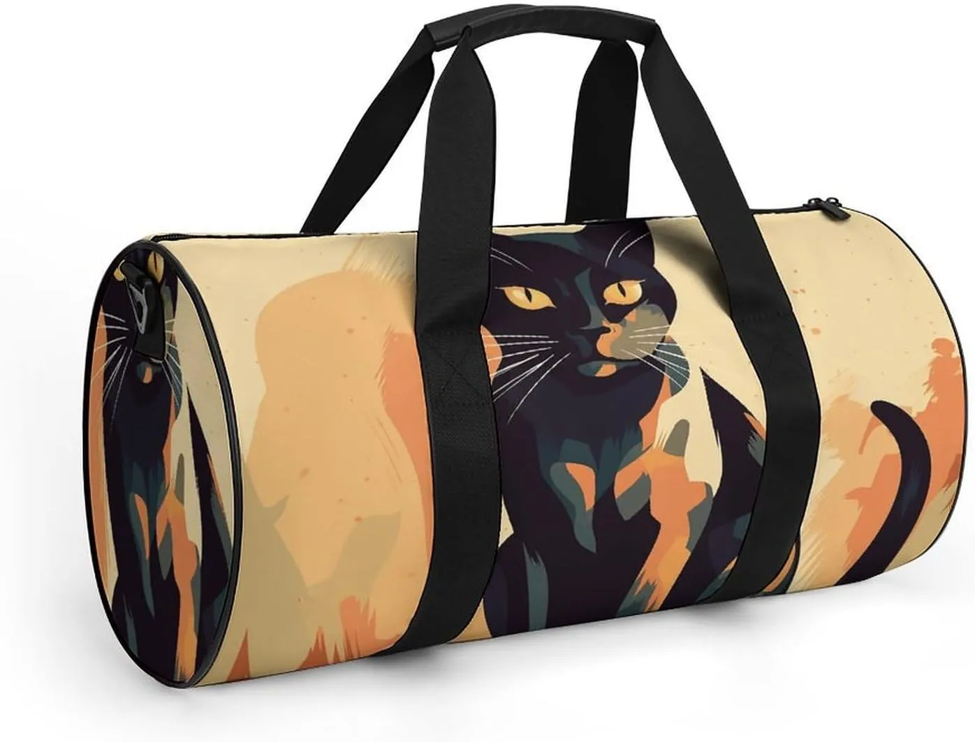 Travel Duffel Bag for Men And Women,A Cat with Yellow Eyes Waterproof Sports Fitness Bag Portable Travel Duffel Bag