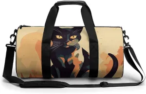 Travel Duffel Bag for Men And Women,A Cat with Yellow Eyes Waterproof Sports Fitness Bag Portable Travel Duffel Bag