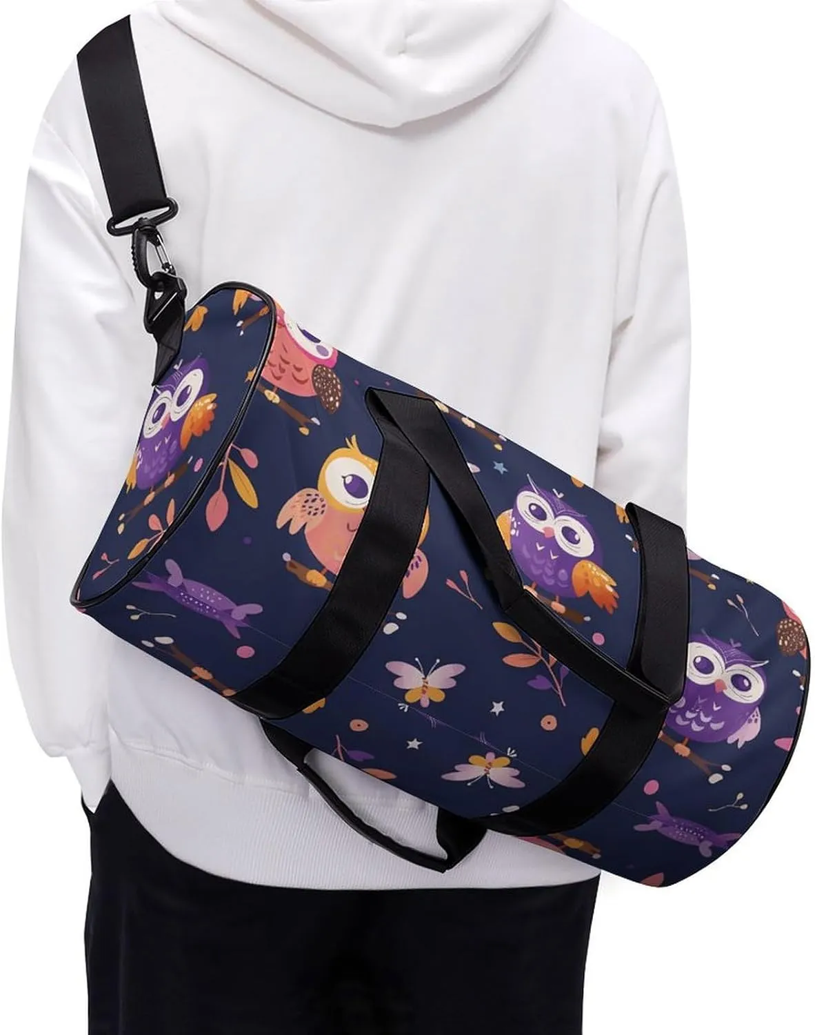 Travel Duffel Bag for Men And Women,Cartoon Owl Pattern Waterproof Sports Fitness Bag Portable Travel Duffel Bag
