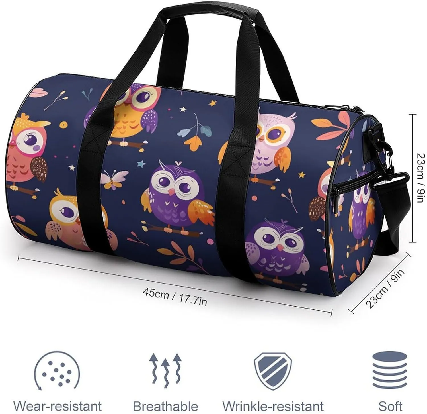 Travel Duffel Bag for Men And Women,Cartoon Owl Pattern Waterproof Sports Fitness Bag Portable Travel Duffel Bag