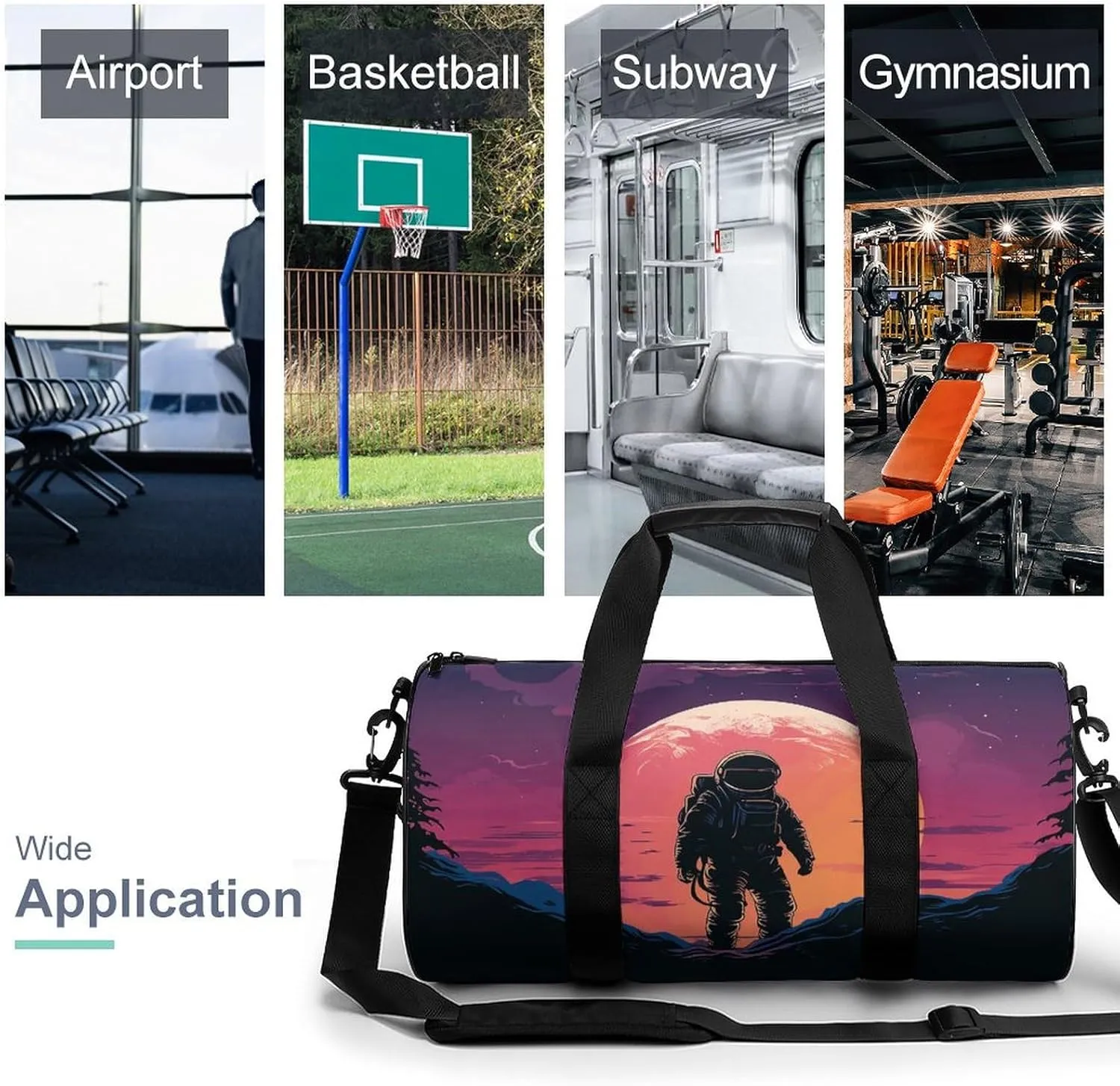 Travel Duffel Bag for Men And Women,Cool Astronaut Waterproof Sports Fitness Bag Portable Travel Duffel Bag