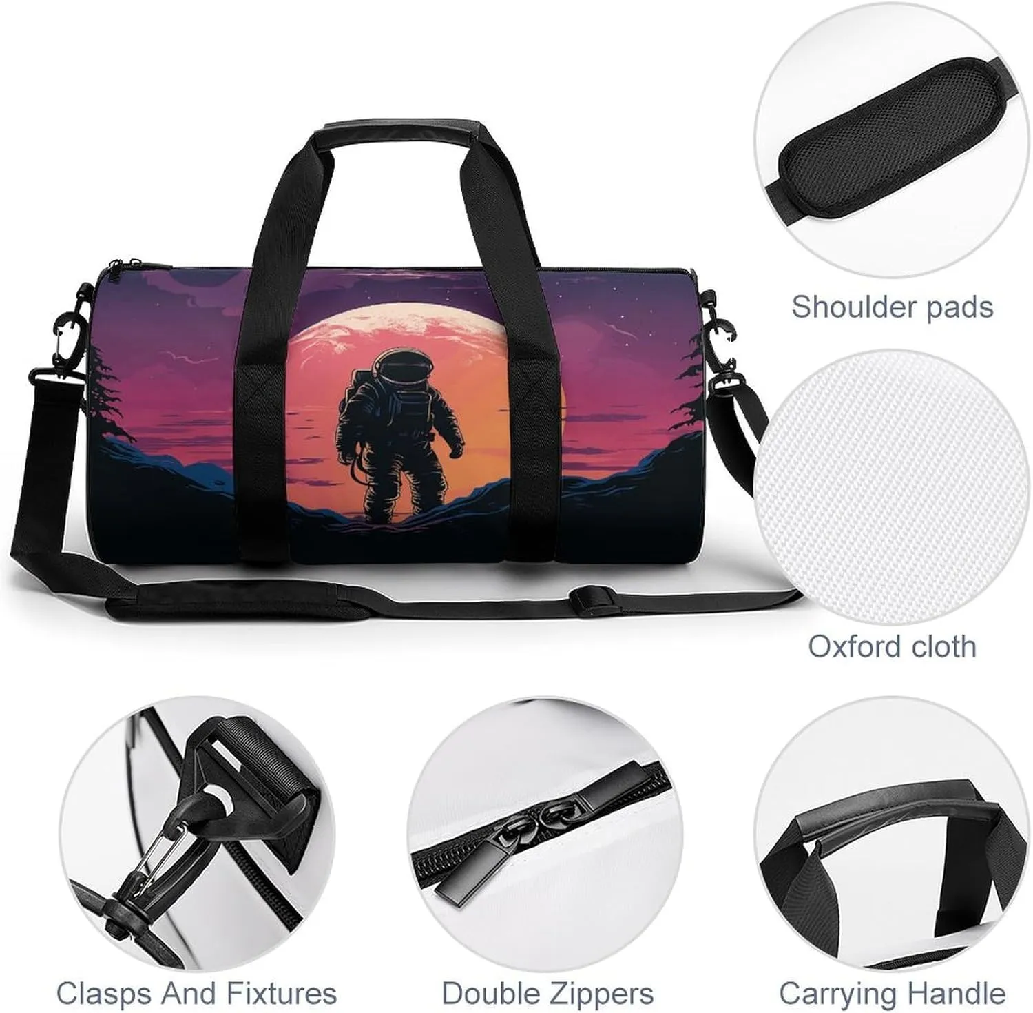 Travel Duffel Bag for Men And Women,Cool Astronaut Waterproof Sports Fitness Bag Portable Travel Duffel Bag