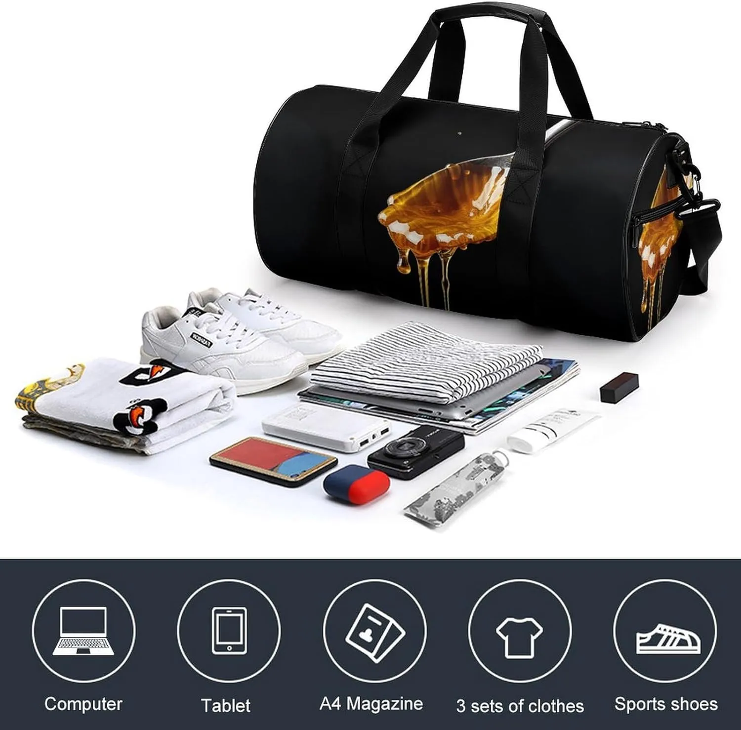 Travel Duffel Bag for Men And Women,Honey And Spoon Waterproof Sports Fitness Bag Portable Travel Duffel Bag