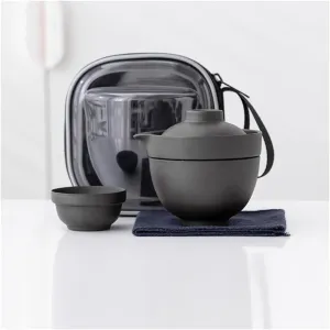 Travel Purple Sand Tea Set with Handbag Portable Gaiwan TeaSet Chinese Tea Set, All-in-one Teapot,teapot Teacup Travel Bag, Ceramic Travel Coffee Tea Set for Adults 1 Pot 2 Cups