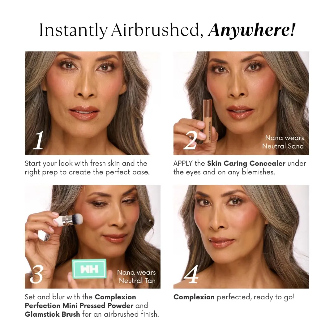 Travel Size Pressed Powder - Haute Minute Makeup Complexion Perfection Mini Powder - Perfect For Travel or Your Purse! (Neutral Medium)
