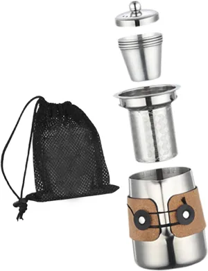Travel Tea Set with Strainer and Lid Camp Drinkware Stainless Steel Tea Pot for Backpacking Outdoor Household Picnic Gift, silver