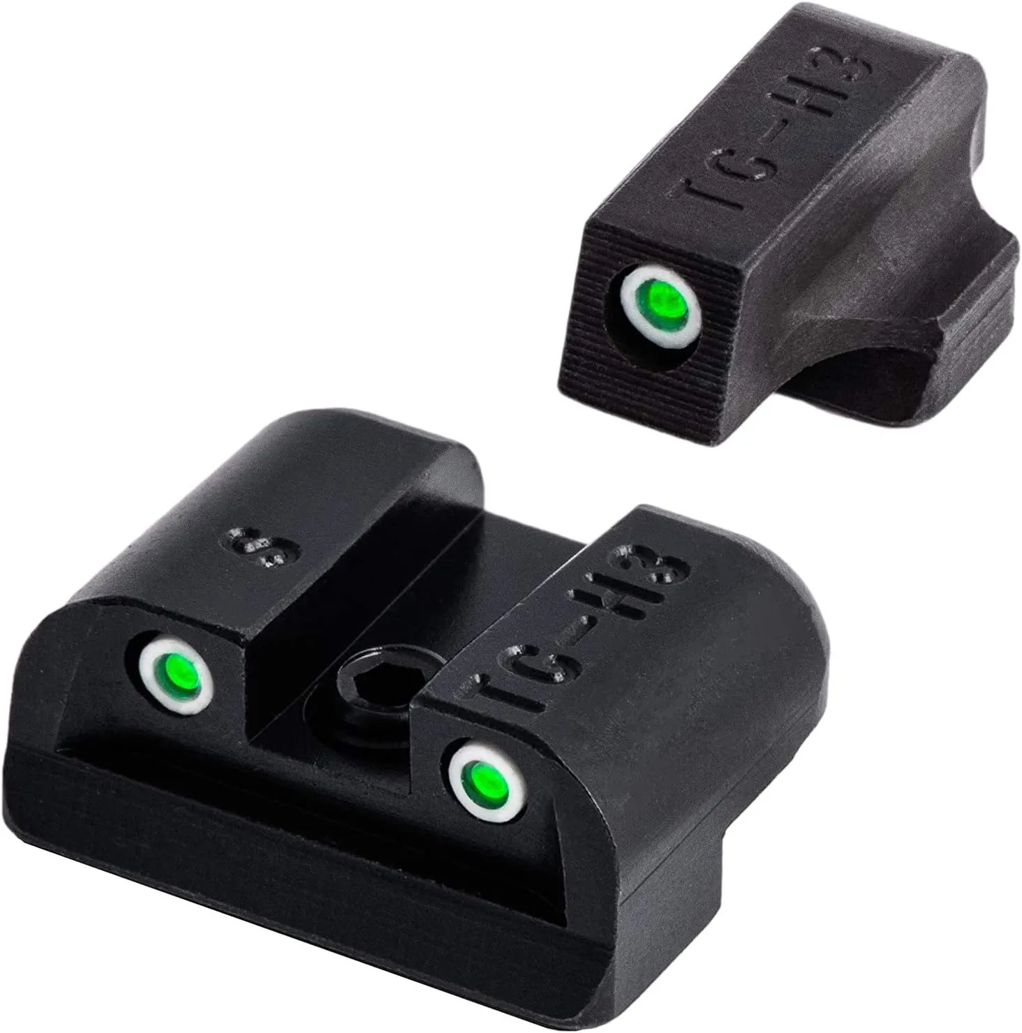 Truglo Tritium Handgun Sight High-Visible Front & Rear Night Sights with White Dots & Tritium Glowing Green Dots, Compatible with Sig Sauer Handguns
