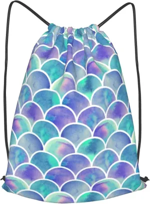 TumzfhQ Drawstring Backpack String Bag Sports Sackpack Gym Cinch Beach Travel Sack for Men Women Teenager Mermaid Tail