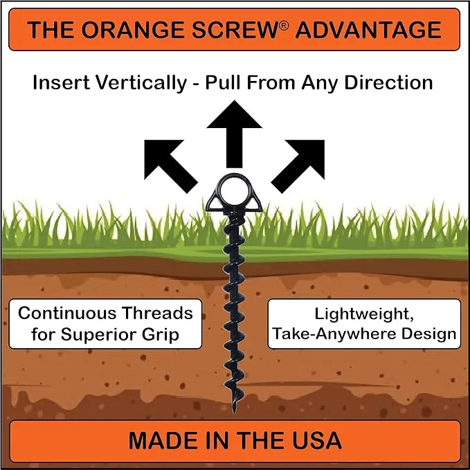 Ultimate Ground Anchors: Heavy Duty Screw-in Tent Stakes for High Wind, Sand, Canopies, and Camping - Made in USA, 100% Recycled, Included T-Grip Tool - (Large, 2 Pack)