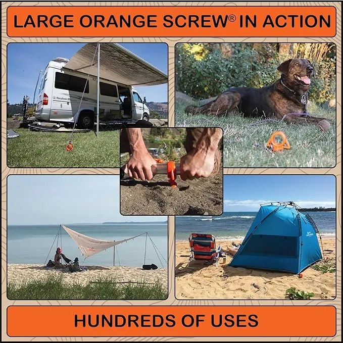 Ultimate Ground Anchors: Heavy Duty Screw-in Tent Stakes for High Wind, Sand, Canopies, and Camping - Made in USA, 100% Recycled, Included T-Grip Tool - (Large, 2 Pack)