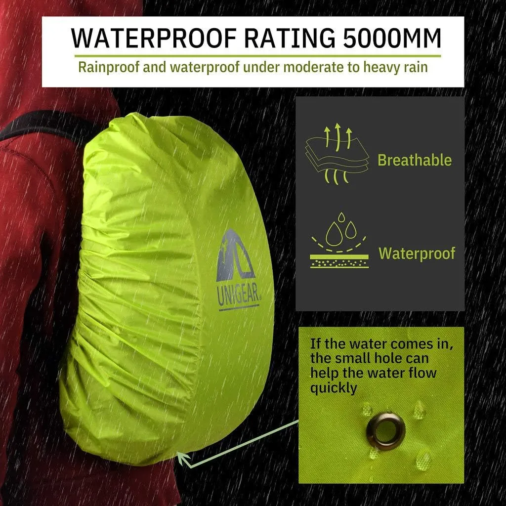 Unigear Backpack Rain Cover Waterproof Rating 5000mm, Ultraportable and Durable with 2 Anti-Slip Buckle Strap, Integrated Carry Pouch Design