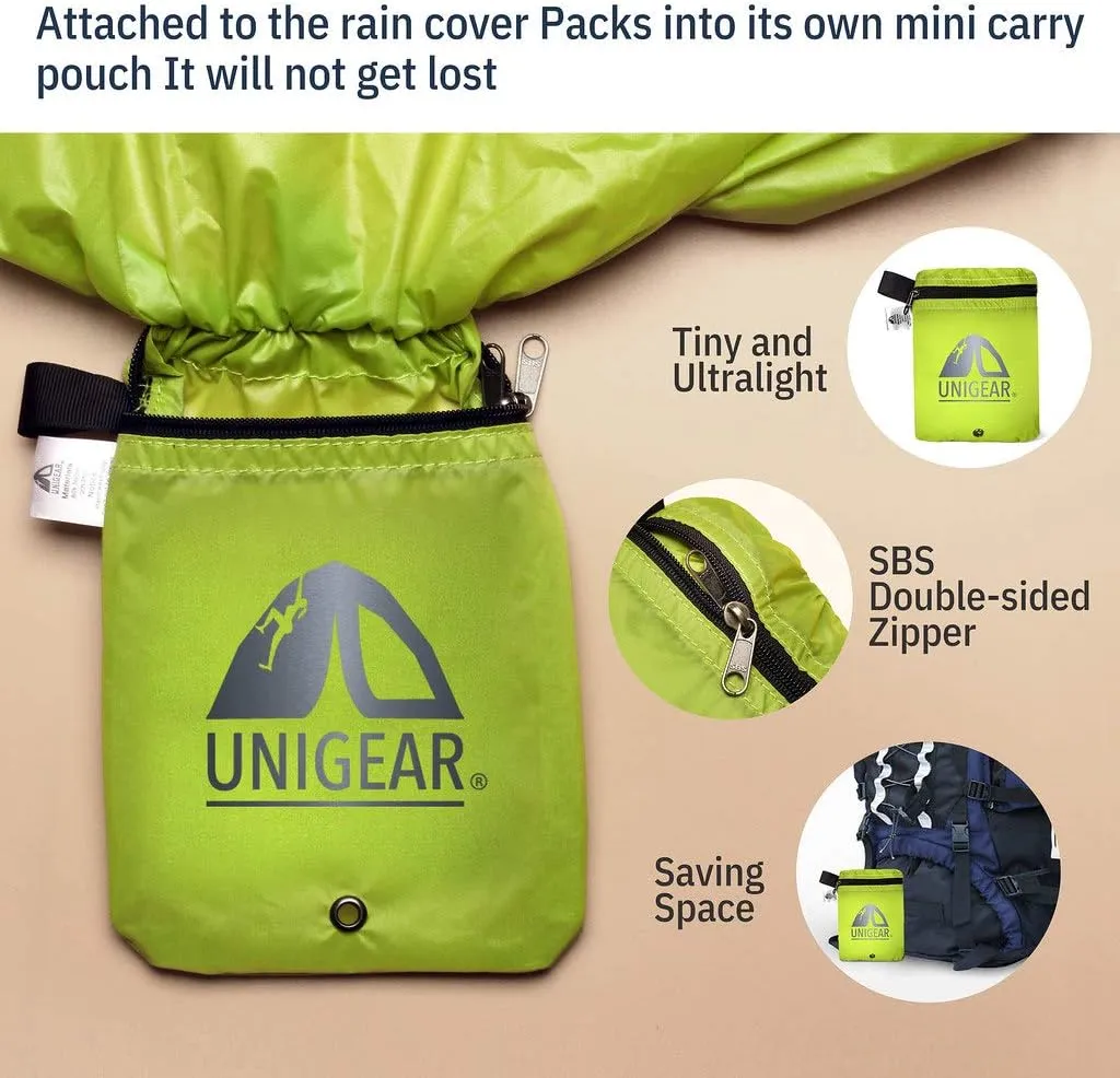 Unigear Backpack Rain Cover Waterproof Rating 5000mm, Ultraportable and Durable with 2 Anti-Slip Buckle Strap, Integrated Carry Pouch Design