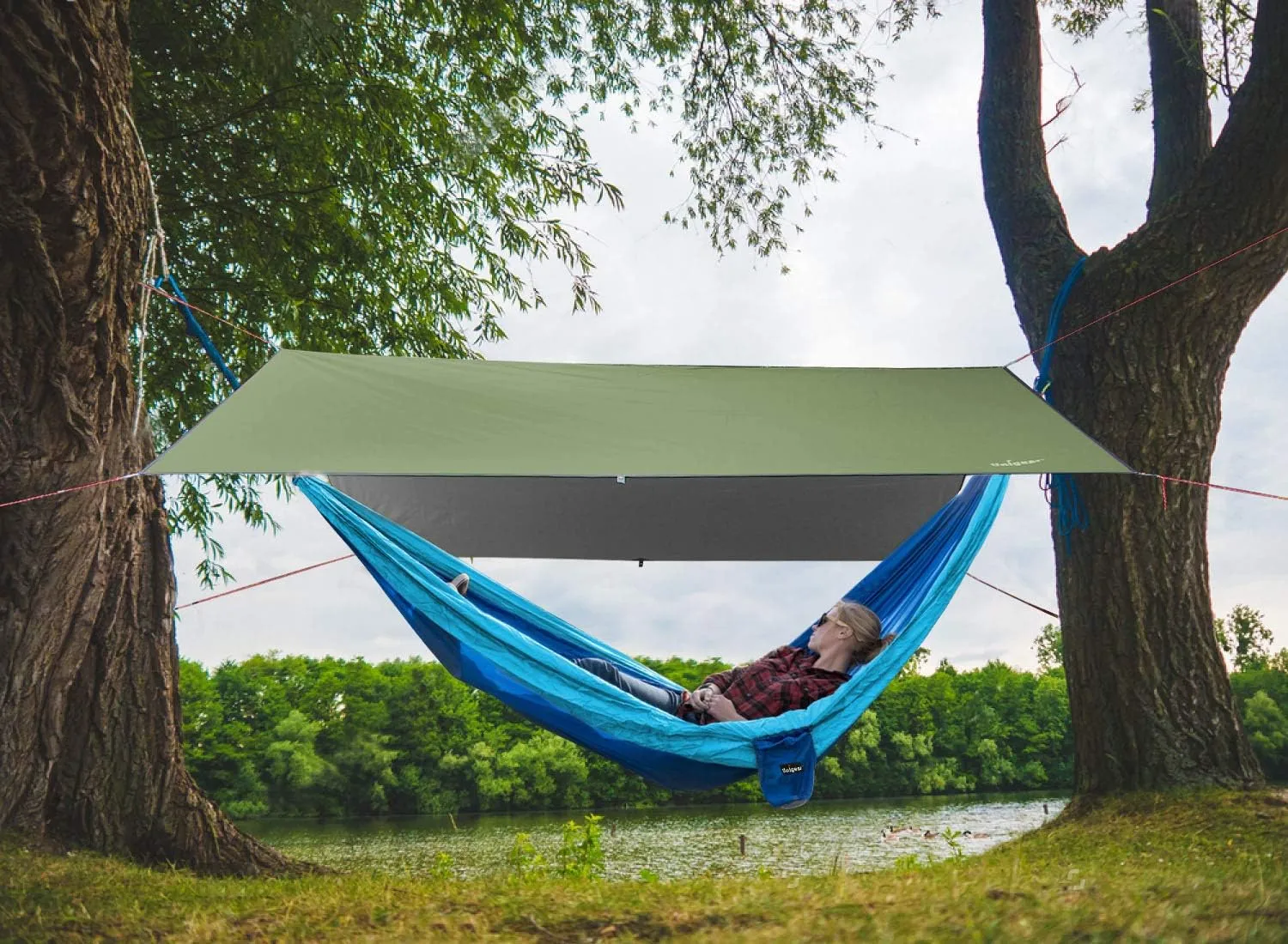 Unigear Hammock Rain Fly Waterproof Tent Tarp, UV Protection and PU 3000mm Waterproof, Lightweight for Camping, Backpacking and Outdoor Adventure