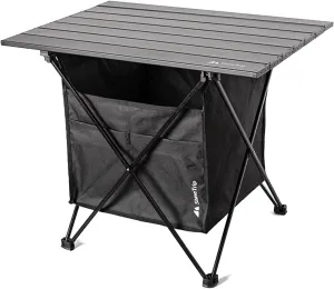 UNISTRENGH Portable Camping Table with Carrying Bag Lightweight Aluminum Alloy Foldable Tabletop for Outdoor Hunting Cooking Picnic BBQ (Medium-22.05''L x15.94''W x18.31''H, Black with Storage Bag)