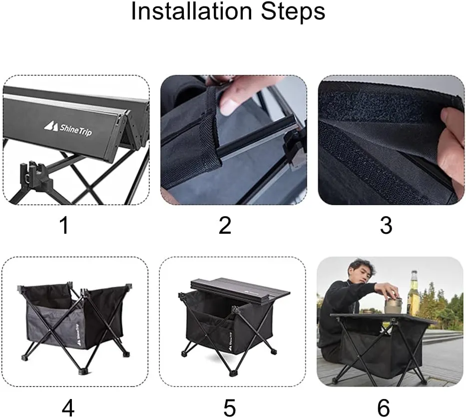 UNISTRENGH Portable Camping Table with Carrying Bag Lightweight Aluminum Alloy Foldable Tabletop for Outdoor Hunting Cooking Picnic BBQ (Medium-22.05''L x15.94''W x18.31''H, Black with Storage Bag)