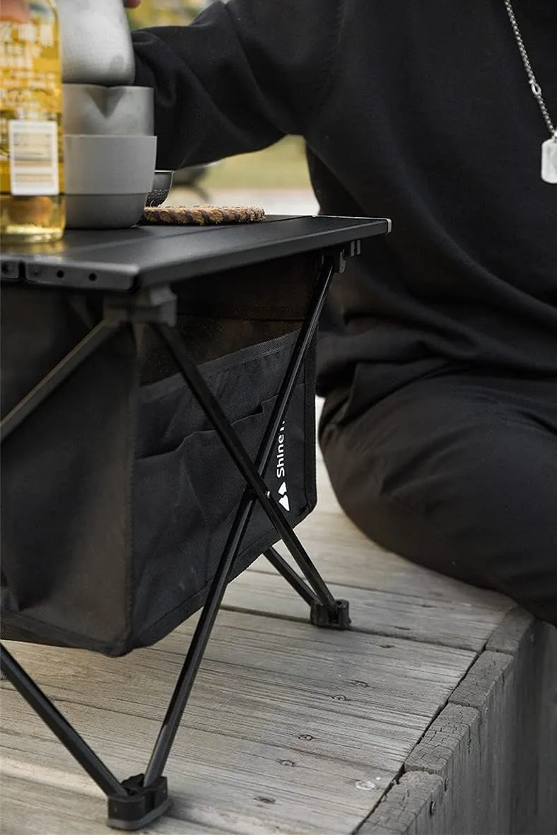 UNISTRENGH Portable Camping Table with Carrying Bag Lightweight Aluminum Alloy Foldable Tabletop for Outdoor Hunting Cooking Picnic BBQ (Medium-22.05''L x15.94''W x18.31''H, Black with Storage Bag)