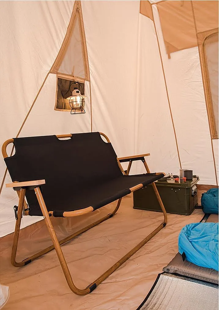 UNISTRENGH Waterproof Cotton Canvas Cabin Tent 4 Season Outdoor Family Camping Tent Shelters with Awning & Extra Wide Mesh Doors