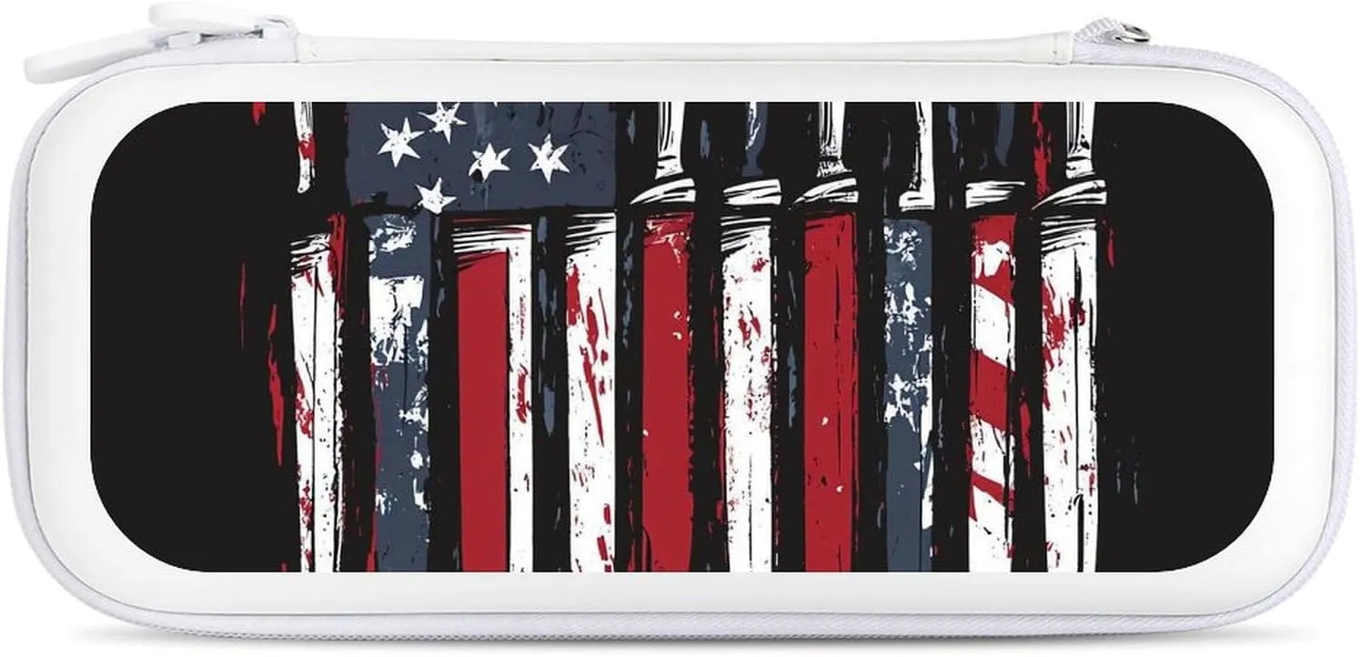 United States Flag Cooking Knives Compatible with Switch Carrying Case Hard Travel Game Bag Pouch with 15 Games Accessories