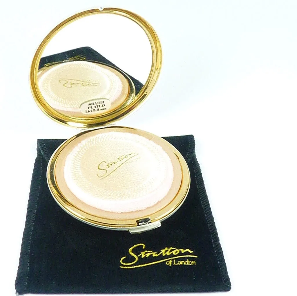 Unused Silver Plated Refillable Compact Mirror And Atomiser Set