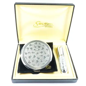 Unused Silver Plated Refillable Compact Mirror And Atomiser Set