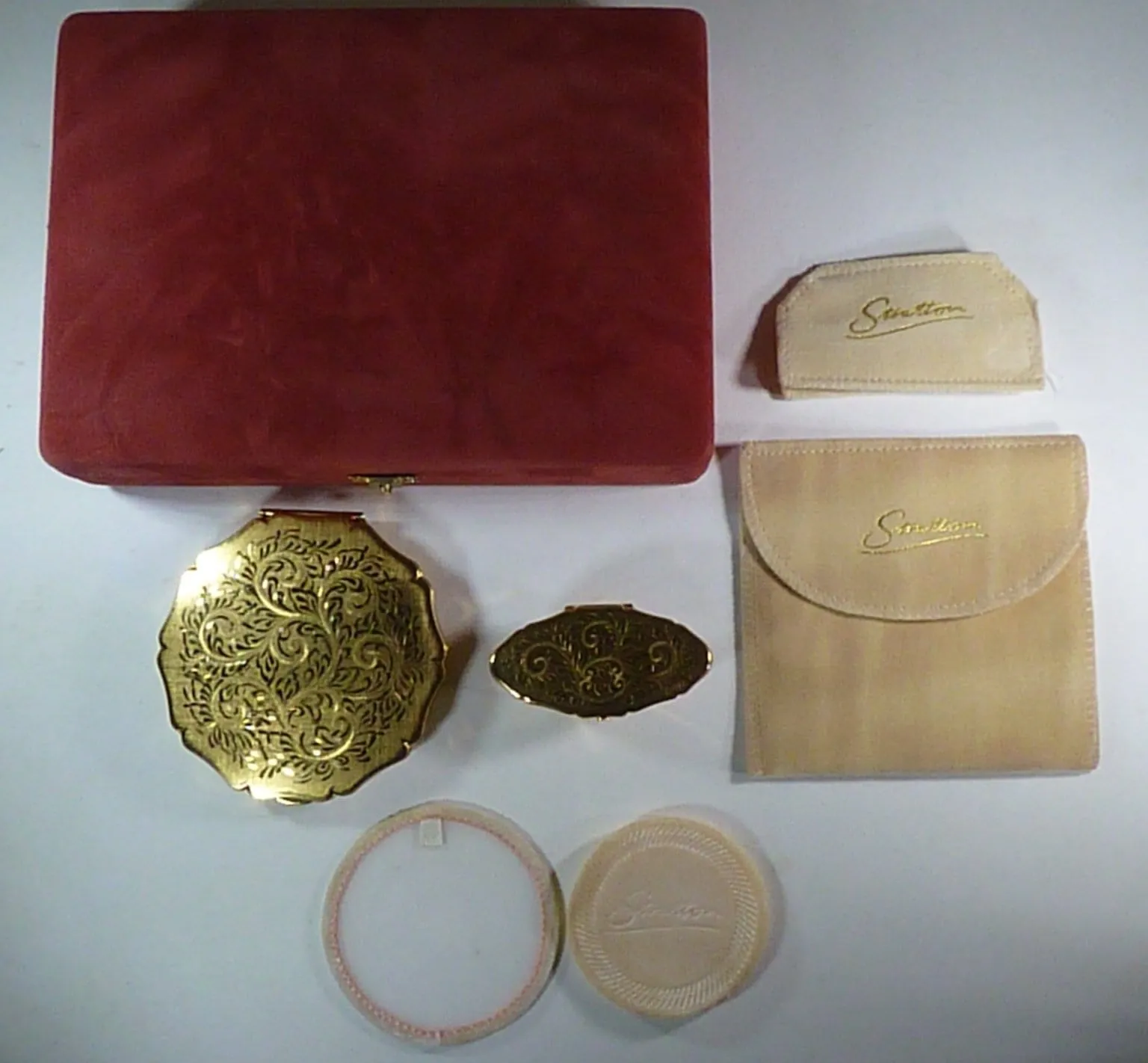 Unused Stratton Vanity Set 22 Ct Gold Plated Compact & Lipstick Mirror
