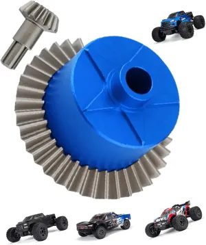 Upgrades Part for 1/10 Arrma Granite/Senton/Vorteks/Big Rock 3S BLX,1/10 Outcast/Kraton 4S BLX 4X4,1/8 Vendetta/Typhon 3s blx，Steel 37T Main Gear & Differential Case & Input Gear 13T,Blue