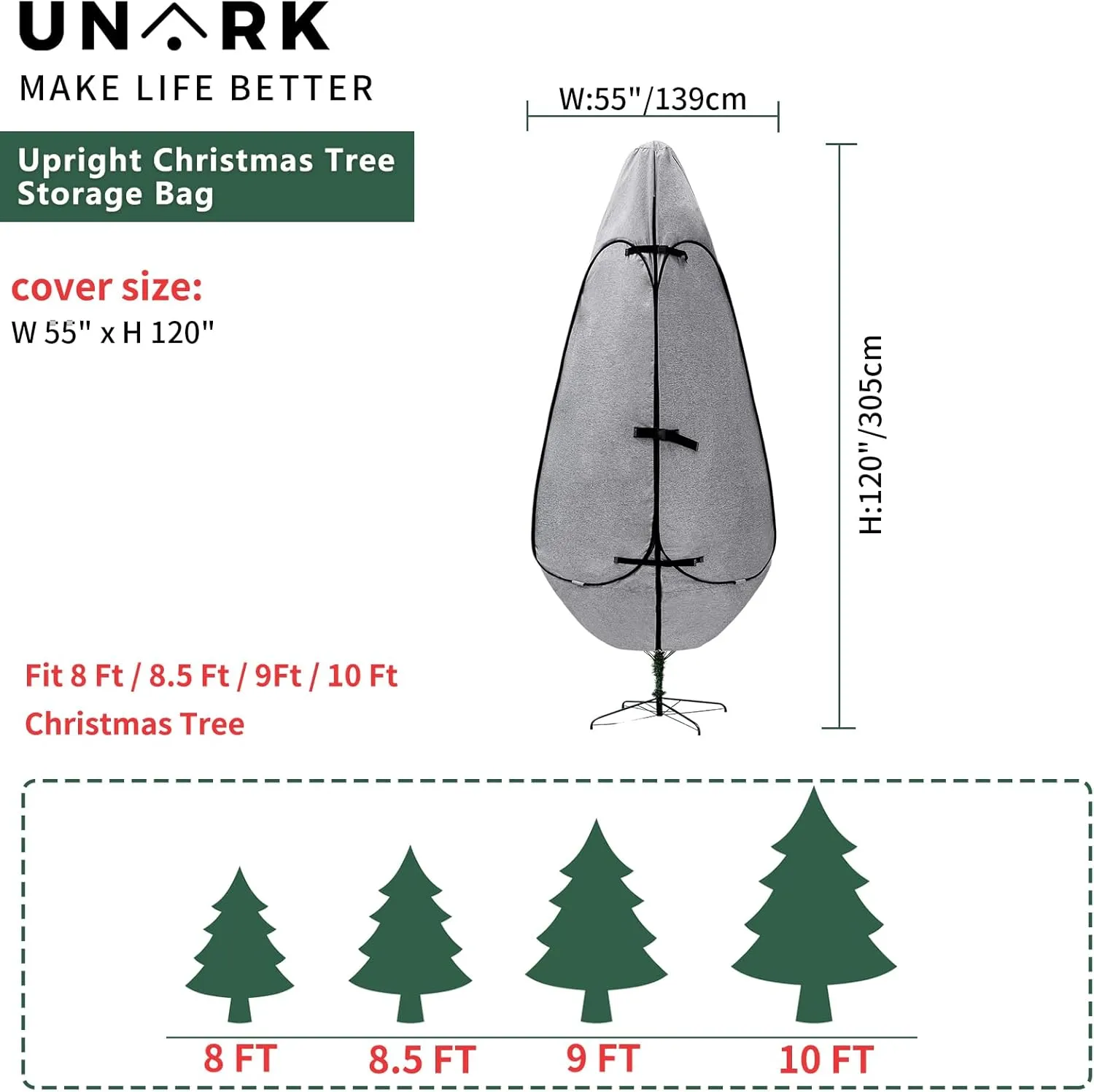 Upright Christmas Tree Storage Bag 9 Foot Tree, 9 ft Christmas Tree Storage Bag, Christmas Tree Cover For Upright Storage Fit 8 Ft / 9 Ft / 10 Ft Christmas Tree Bags Storage 9 ft