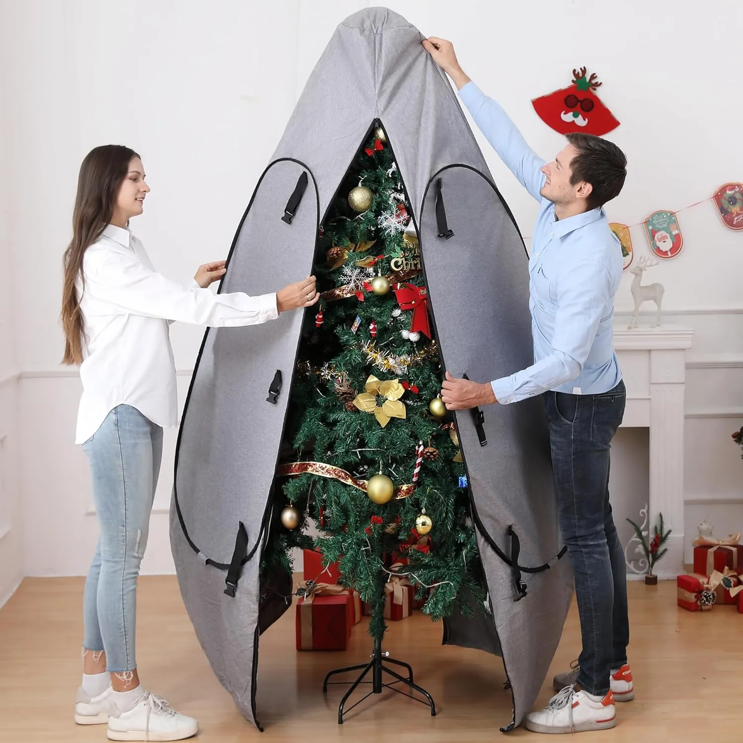 Upright Christmas Tree Storage Bag 9 Foot Tree, 9 ft Christmas Tree Storage Bag, Christmas Tree Cover For Upright Storage Fit 8 Ft / 9 Ft / 10 Ft Christmas Tree Bags Storage 9 ft
