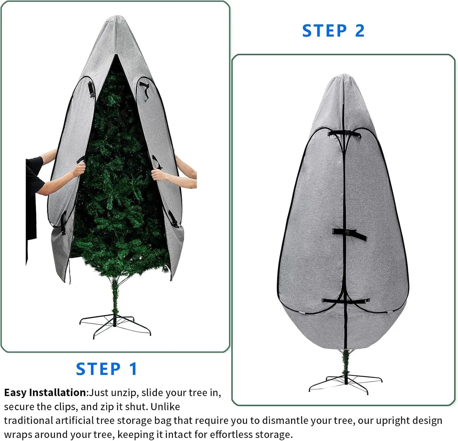 Upright Christmas Tree Storage Bag 9 Foot Tree, 9 ft Christmas Tree Storage Bag, Christmas Tree Cover For Upright Storage Fit 8 Ft / 9 Ft / 10 Ft Christmas Tree Bags Storage 9 ft