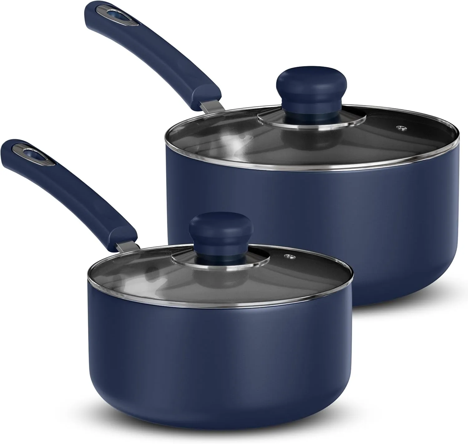 Utopia Kitchen Nonstick Stock Pot Saucepan Set with Lids, 1 Quart and 2 Quarts Multipurpose Stock Pots Set for Home, Kitchen or Restaurant, Midnight Blue