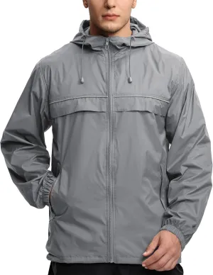 V VALANCH Mens Rain Jacket Waterproof Lightweight Windbreaker with Hood Outdoor Raincoat for Hiking Running Travel