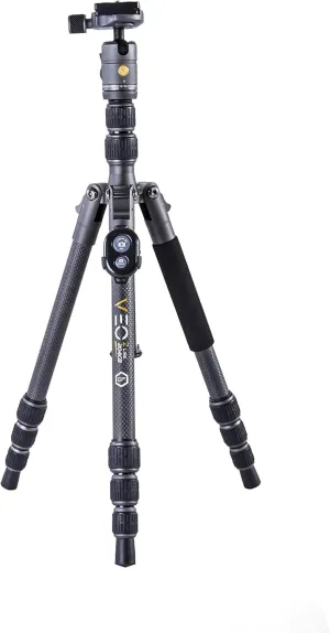 Vanguard VEO3GO204CB Compact, Lightweight Carbon Fiber Travel Tripod with Ball Head, Monopod Option, Smart Phone Holder and Bluetooth Remote
