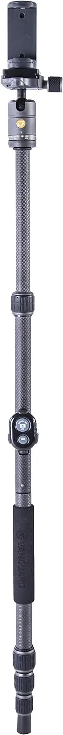 Vanguard VEO3GO204CB Compact, Lightweight Carbon Fiber Travel Tripod with Ball Head, Monopod Option, Smart Phone Holder and Bluetooth Remote