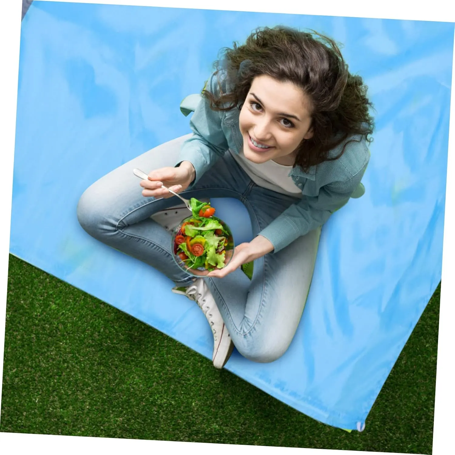 VANZACK 4pcs Oversized Picnic Blanket Lightweight Camping Mat Pool Ground Cloth