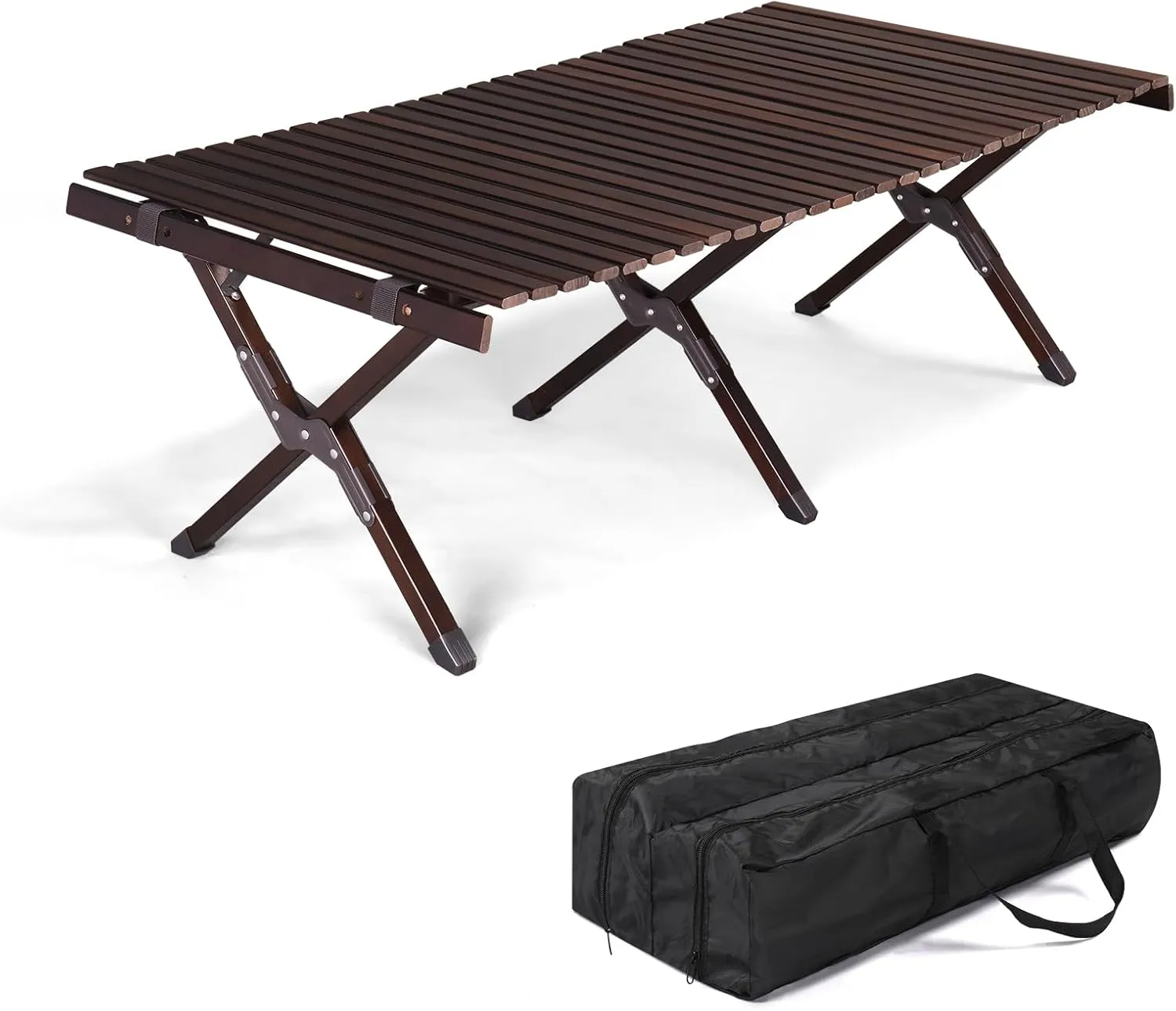 Vasitelan Folding Camping Table, Lightweight Roll-Up Table Portable Picnic Table with Easy Carrying Bag for Outdoor, Beach, Picnic, Backyards, BBQ and Party, 47.24" L x 23.6" W x 20" H