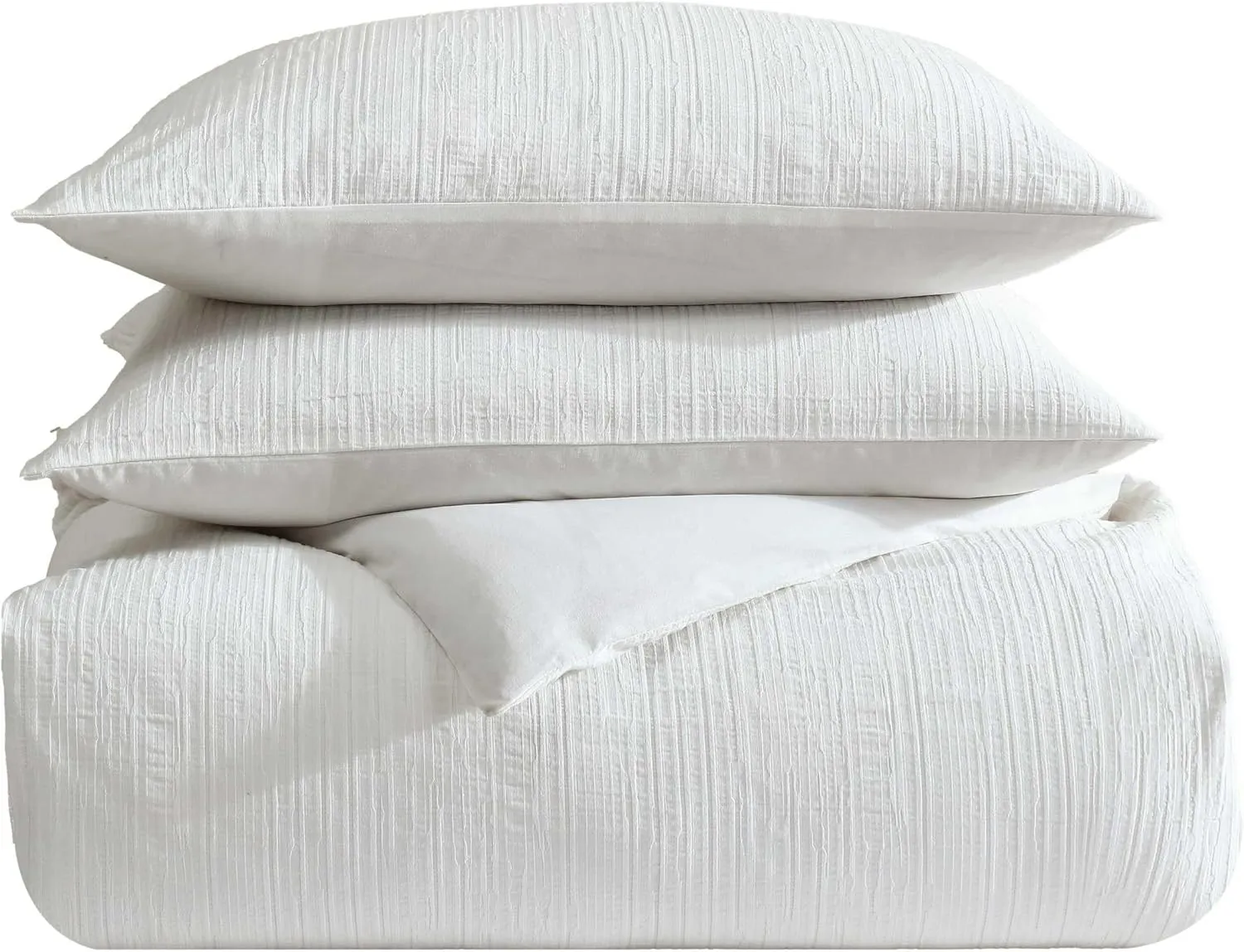 Vera Wang - Comforter Set, Luxurious Bedding Set with Matching Shams, Grid Pattern Design, Chic Room Essentials (Bark Texture White, King)