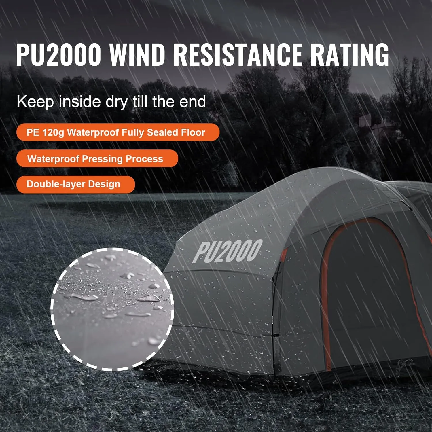 VEVOR Pickup Truck Tent/SUV Tent for Camping, Waterproof PU2000mm Sleeping Truck Bed Tent, Pickup Tent Design for 2-3 Person, SUV Tent Design for 5-8 Person