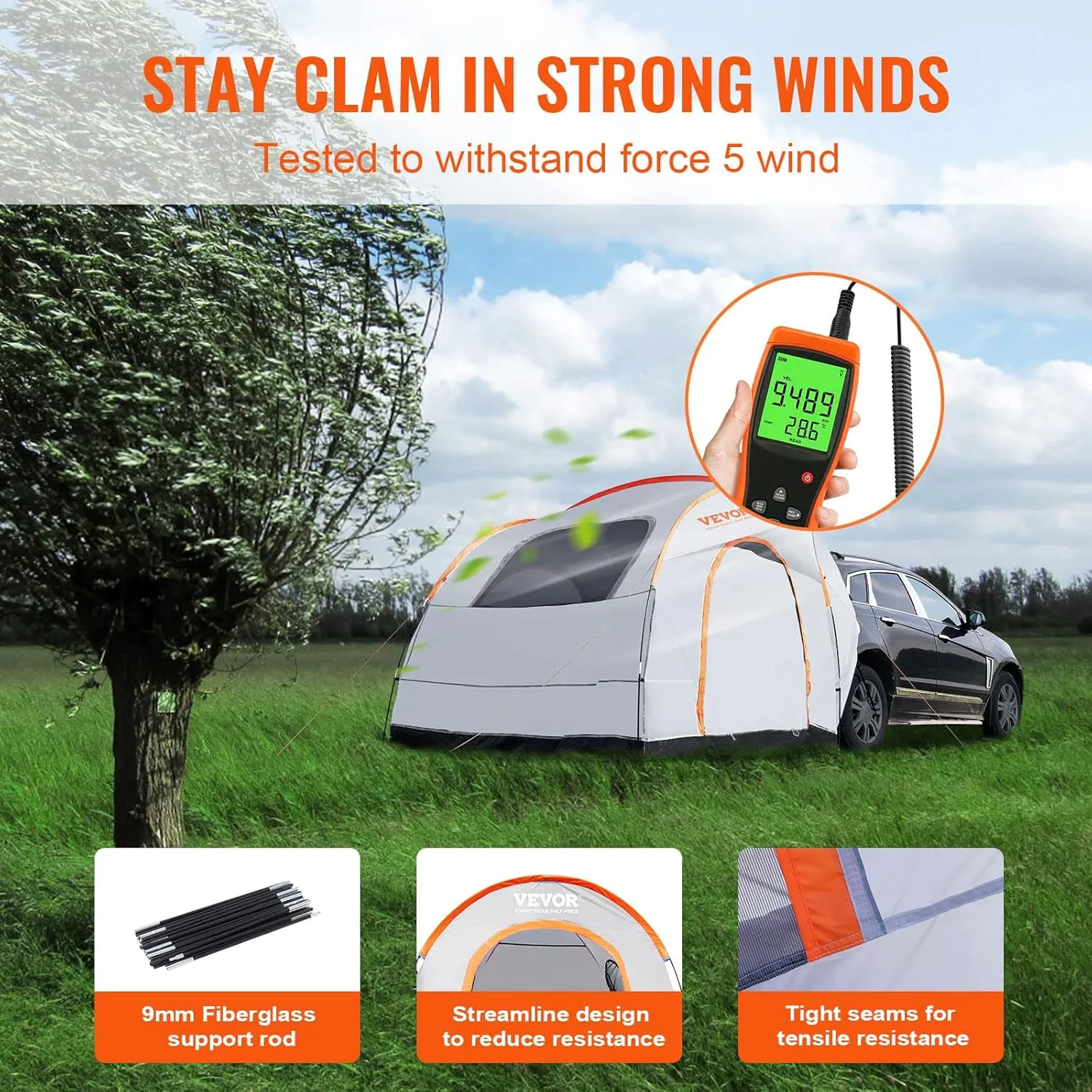 VEVOR Pickup Truck Tent/SUV Tent for Camping, Waterproof PU2000mm Sleeping Truck Bed Tent, Pickup Tent Design for 2-3 Person, SUV Tent Design for 5-8 Person