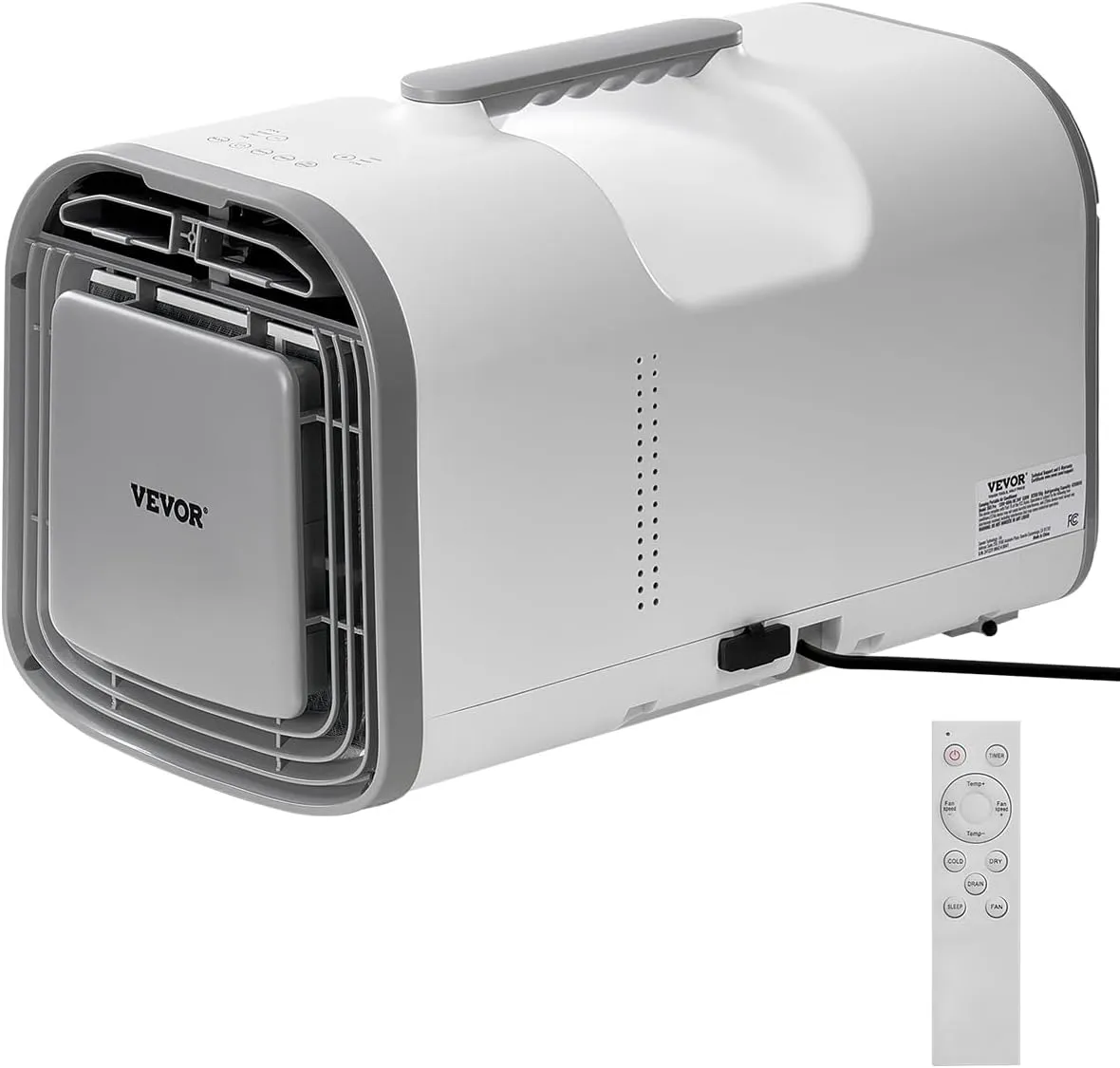 VEVOR Portable Air Conditioner, 4250 BTU 3-Speed Air Conditioning Unit with 24H Timer, Air Portable AC Adjustable from 16-32℃, Compatible with AC/DC, for Outdoor Tent Camping, RVs or Home Use, White