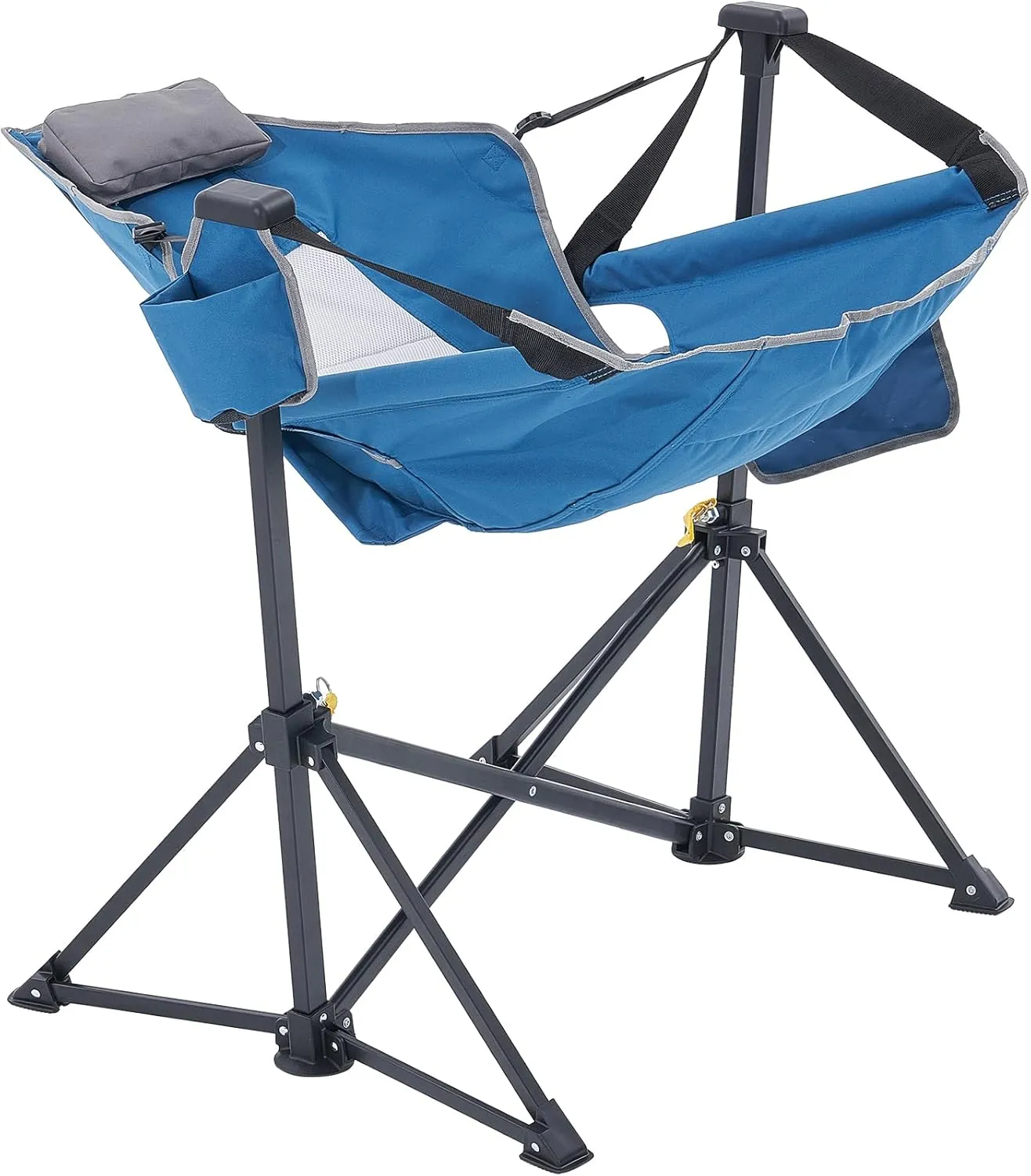 VEVOR Reclining Camping Chair, 300 lbs Load Camping Hammock Chair, Rocking Lounge Folding Chair with Cup Holder Storage Bag Headrest & Adjustable Backrest, for Camping and Other Outdoor Activities