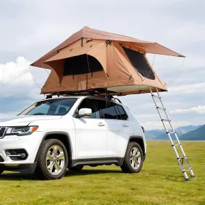 VEVOR Rooftop Tent Hard Shell, Roof Top Tent for Car SUV Truck Jeep Van Camping, Roof Tent with Telescopic Ladder Thick Mattress & LED Strip Light, 2-3 Person Family Camping Tent