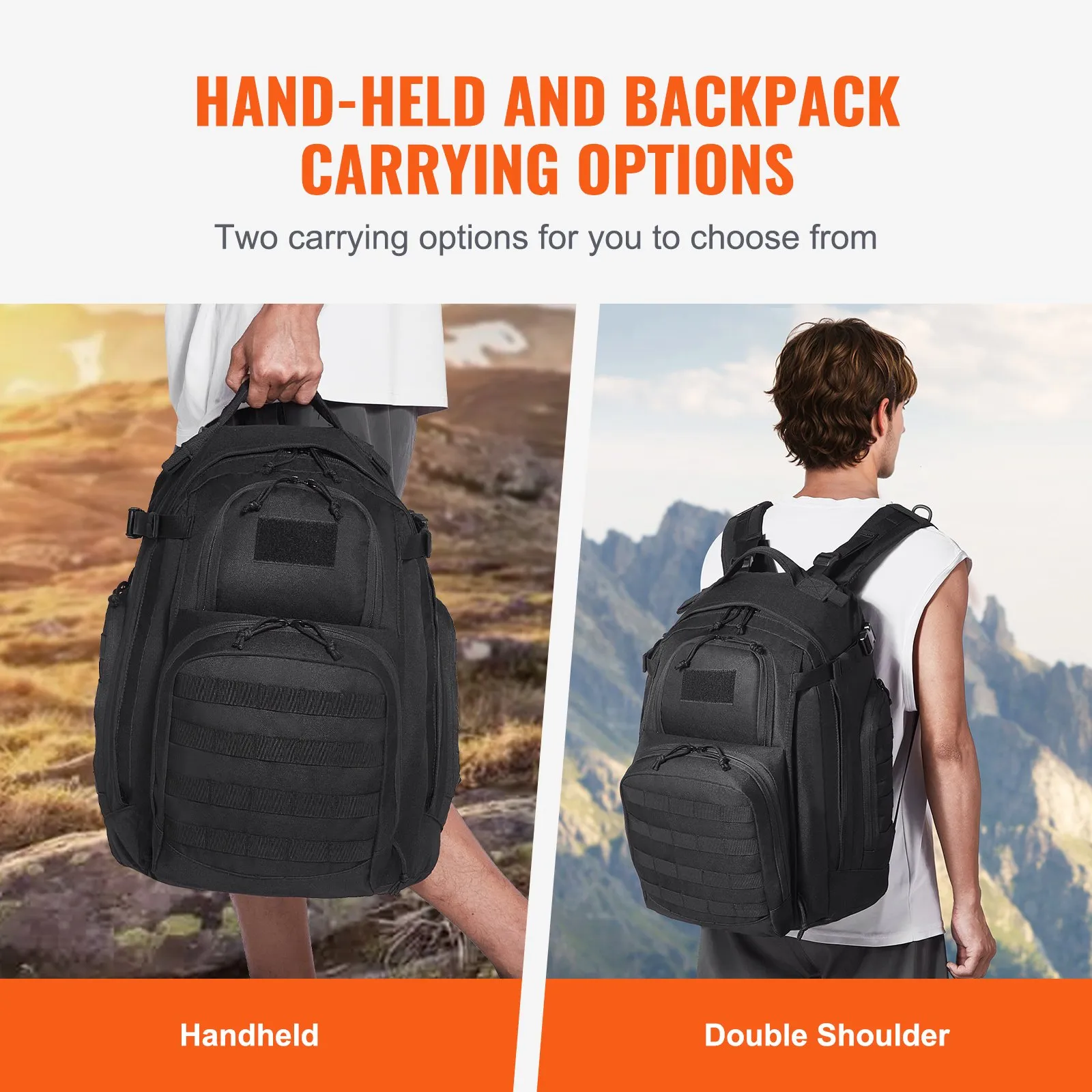 Vevor Tactical Backpack 40L Military Backpack with Molle Mode & Sponge Pad  Army Assault Pack Bug Out Bag Camping Trekking Outdoor Rucksack Daily EDC Backpack, Black