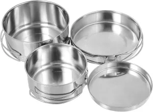 VICASKY Stainless Steel Cooking Pot Pan Outdoor Camping Cookware for Picnic Stackable Design Wear Resistant and