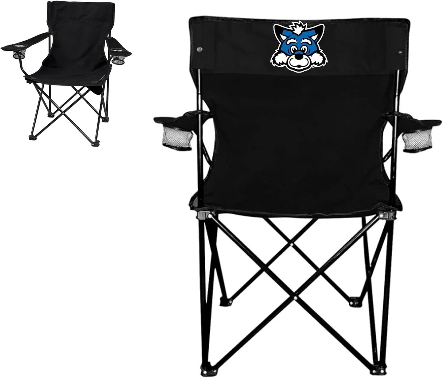 VictoryStore Outdoor Camping Chair - Indiana State University Black Folding Camping Chair with Carry Bag (Sycamore Sam Head Logo)