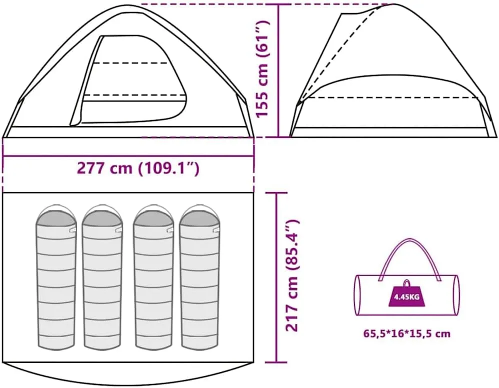 vidaXL Family Tent Dome Camping Shelter Utility Tent Blackout Fabric Waterproof
