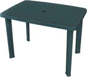 vidaXL Green Patio Table - 39.8 x 26.8 x 28.3 in - Weather-Resistant Plastic for Outdoor Dining- with Umbrella Hole, Lightweight and Easy to Clean